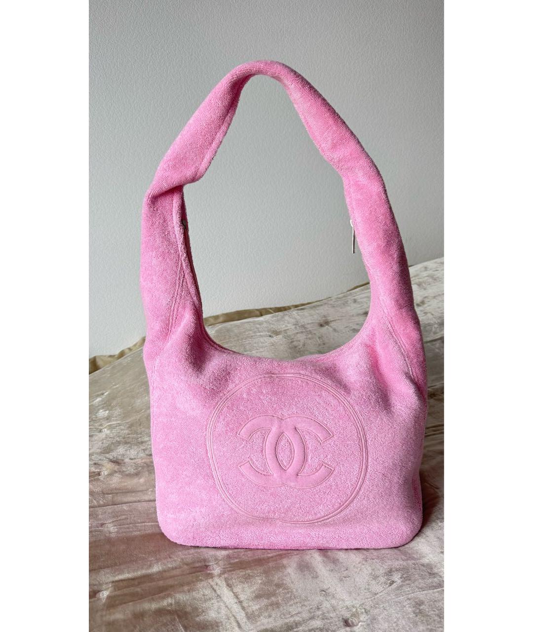 CHANEL Розовая хлопковая пляжная сумка, фото 9