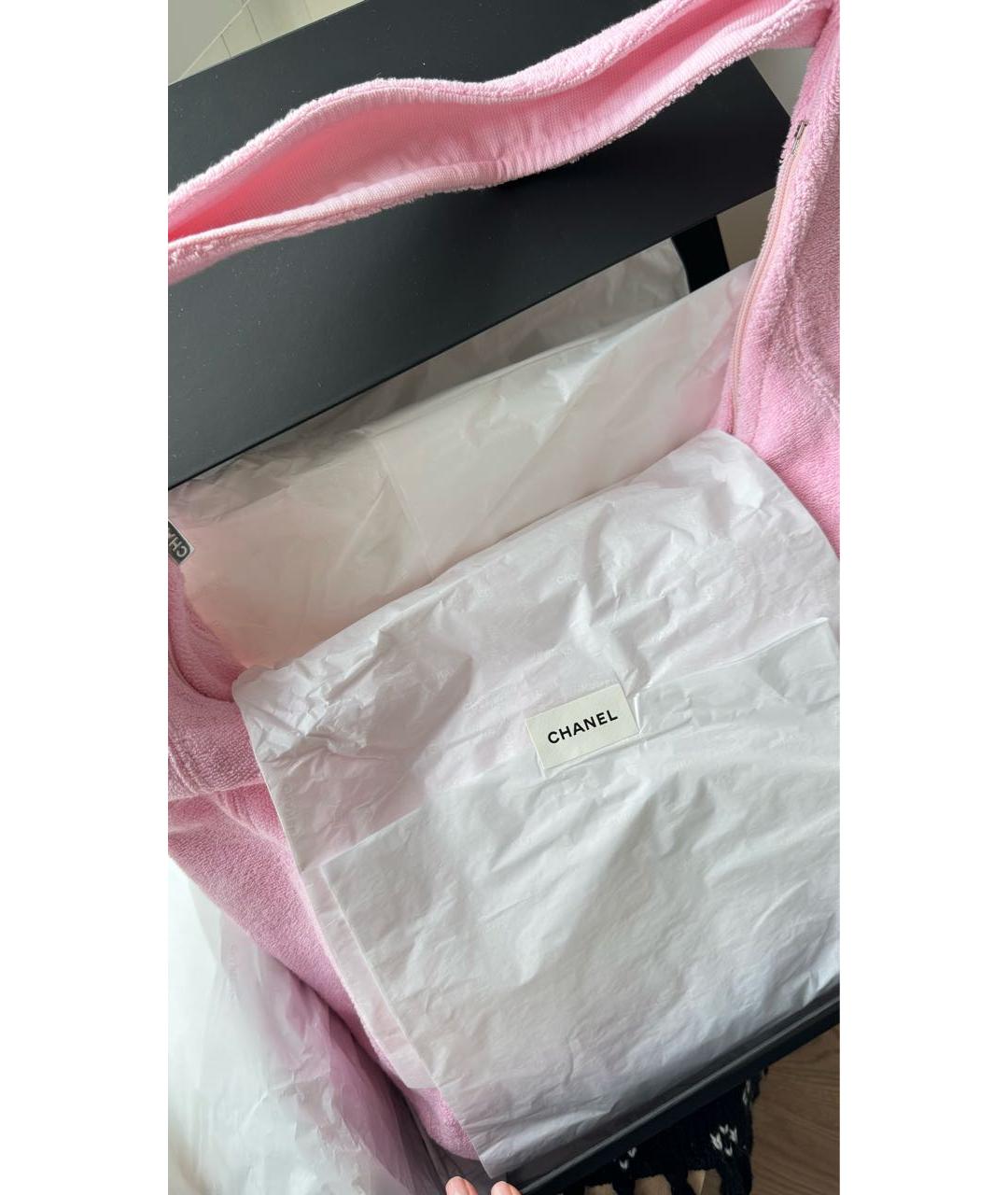 CHANEL Розовая хлопковая пляжная сумка, фото 7