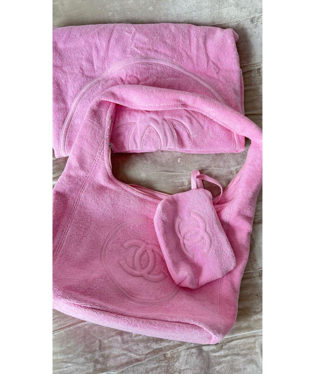 CHANEL Розовая хлопковая пляжная сумка, фото 2