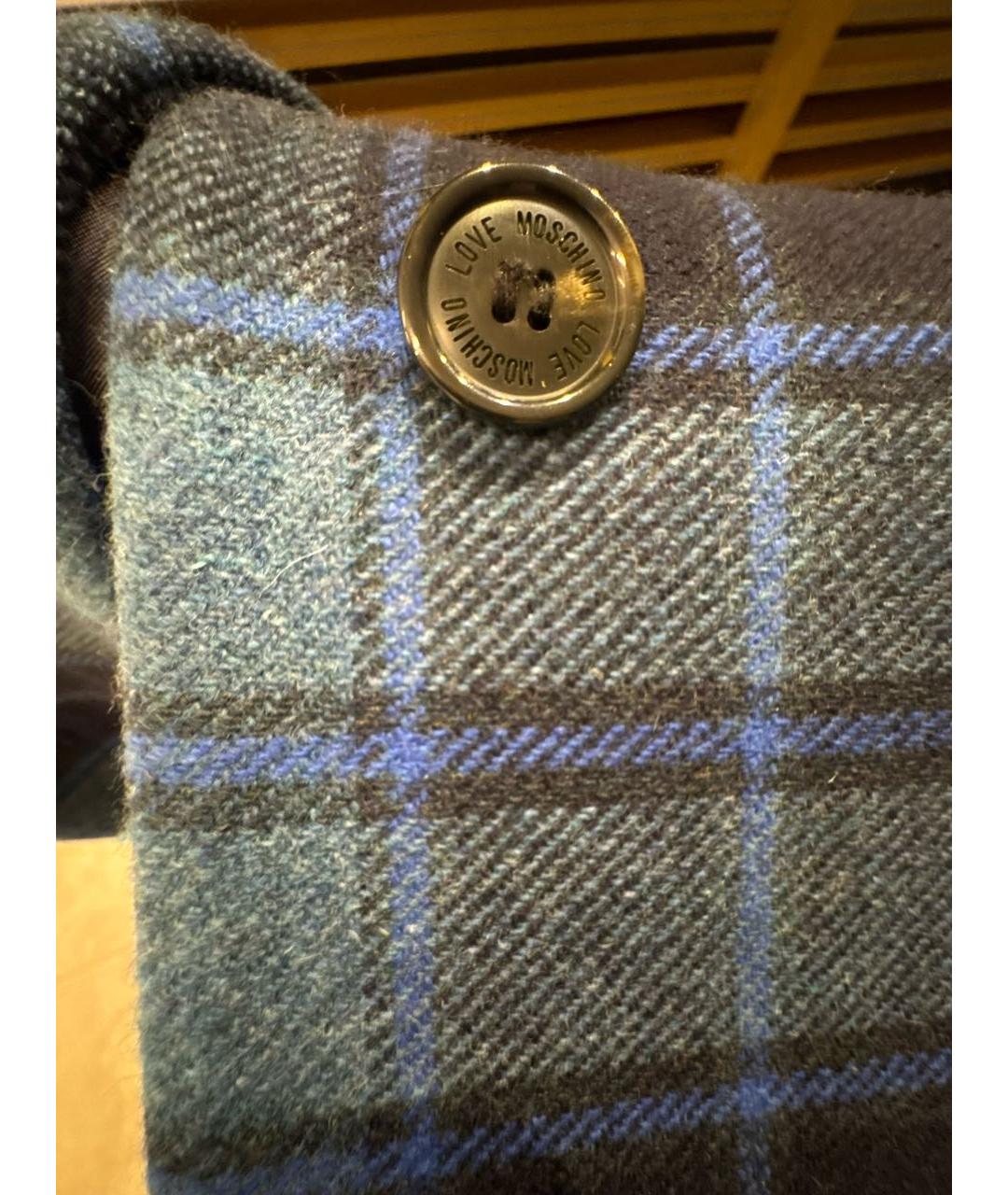 LOVE MOSCHINO Синее шерстяное пальто, фото 4