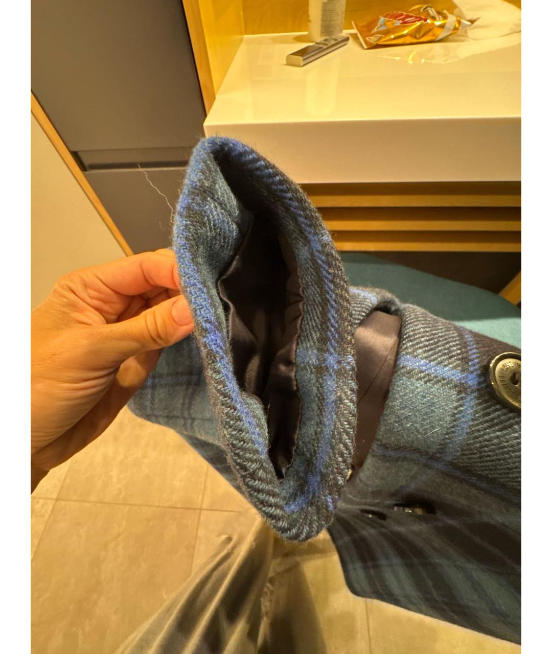 LOVE MOSCHINO Синее шерстяное пальто, фото 7