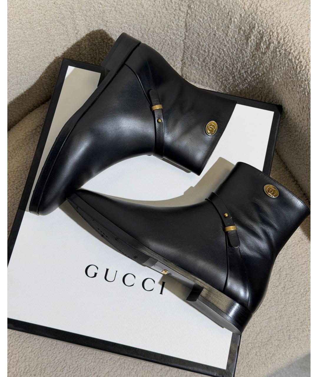 GUCCI Черные кожаные полусапоги, фото 7