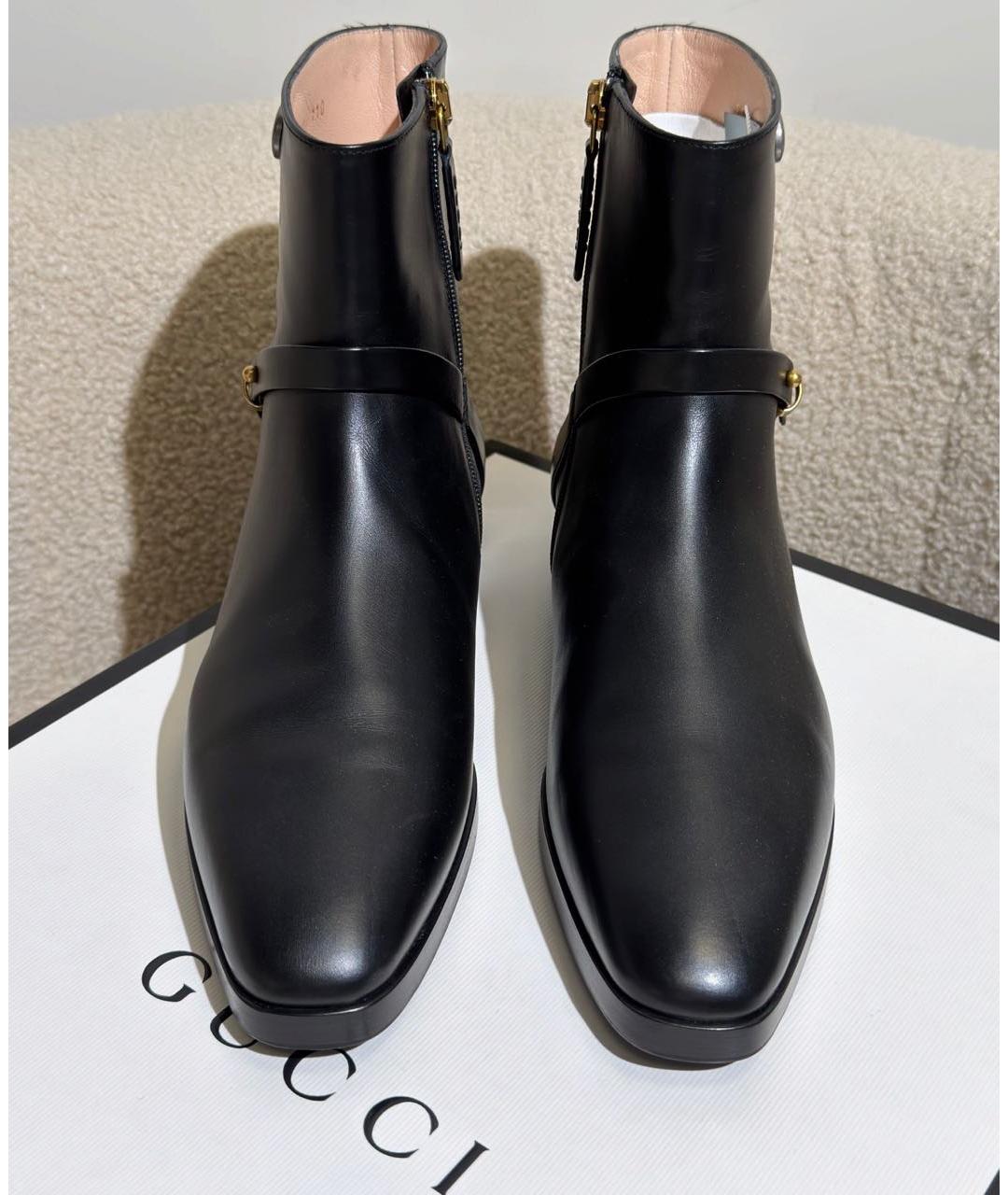 GUCCI Черные кожаные полусапоги, фото 2