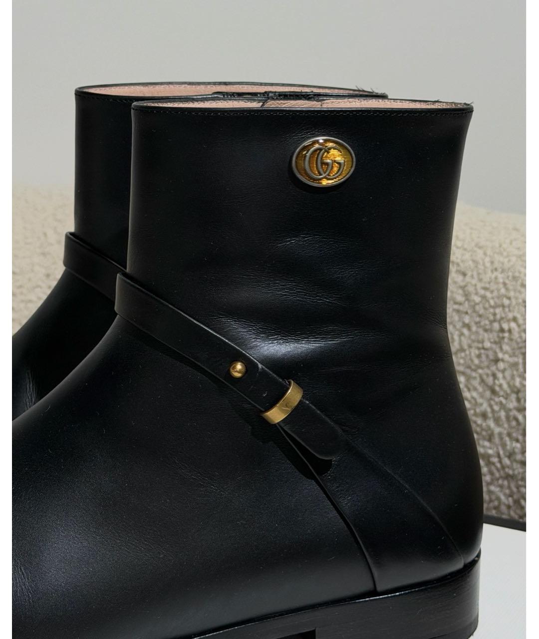 GUCCI Черные кожаные полусапоги, фото 3