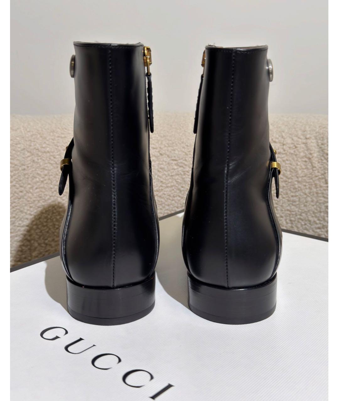 GUCCI Черные кожаные полусапоги, фото 4