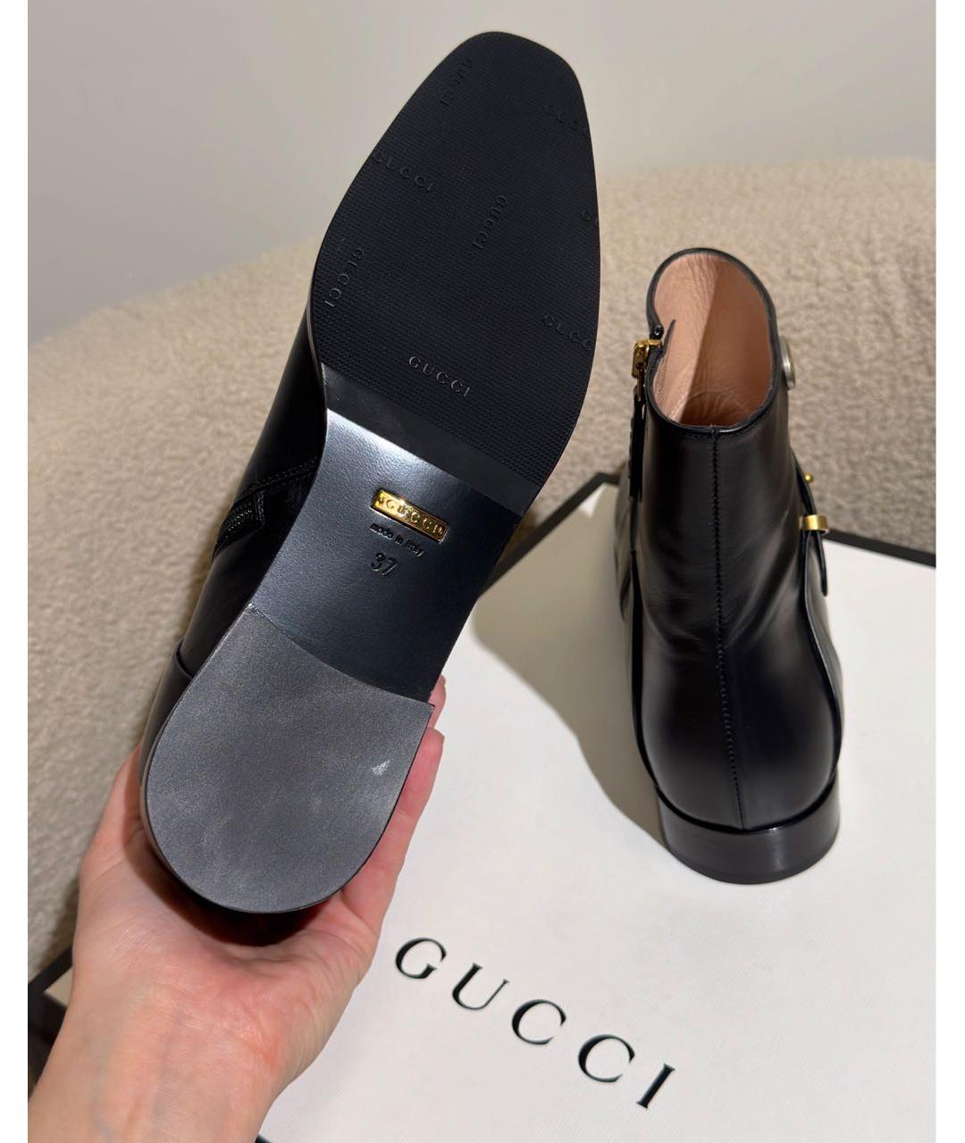 GUCCI Черные кожаные полусапоги, фото 6