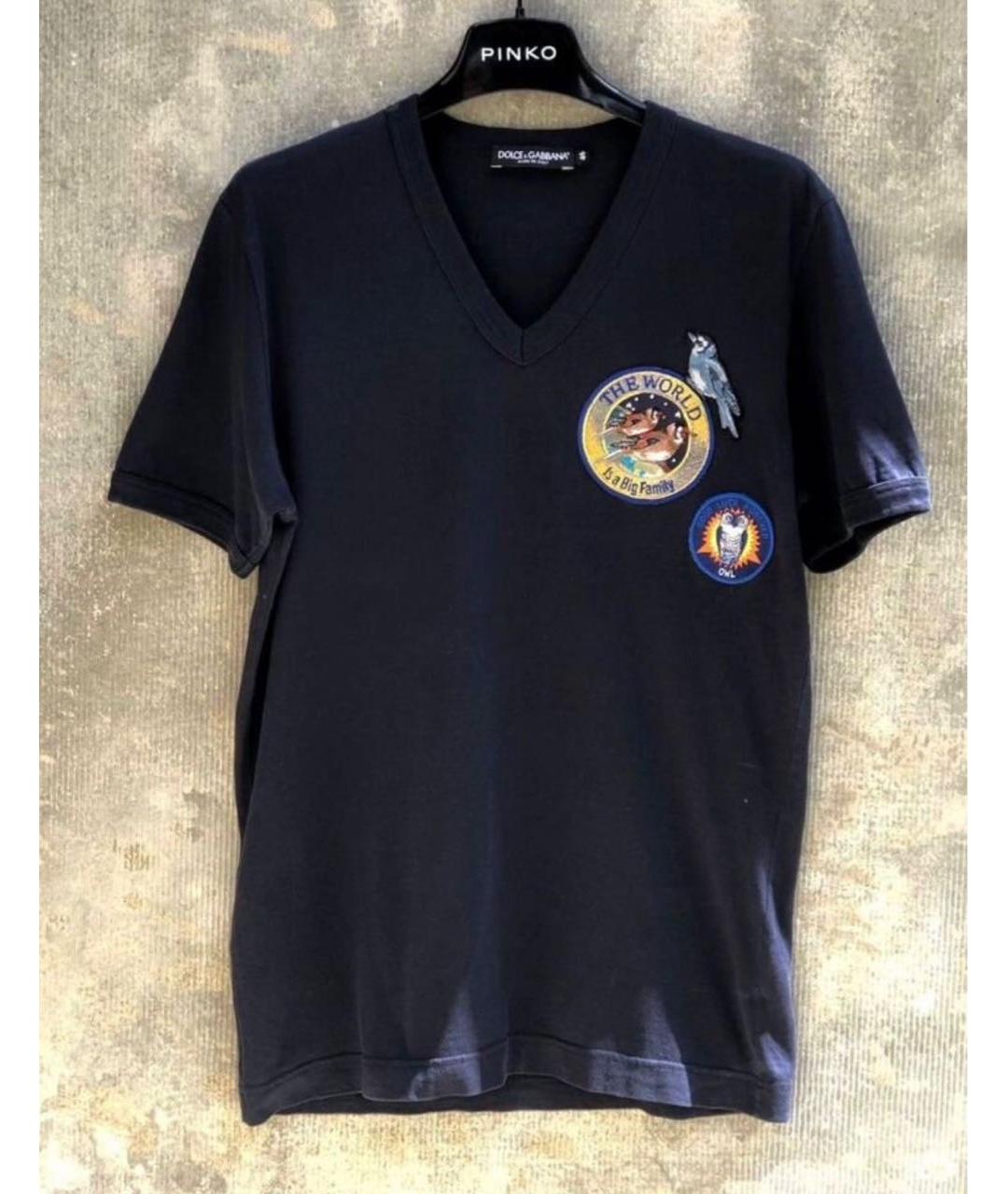 DOLCE&GABBANA Черная хлопковая футболка, фото 7