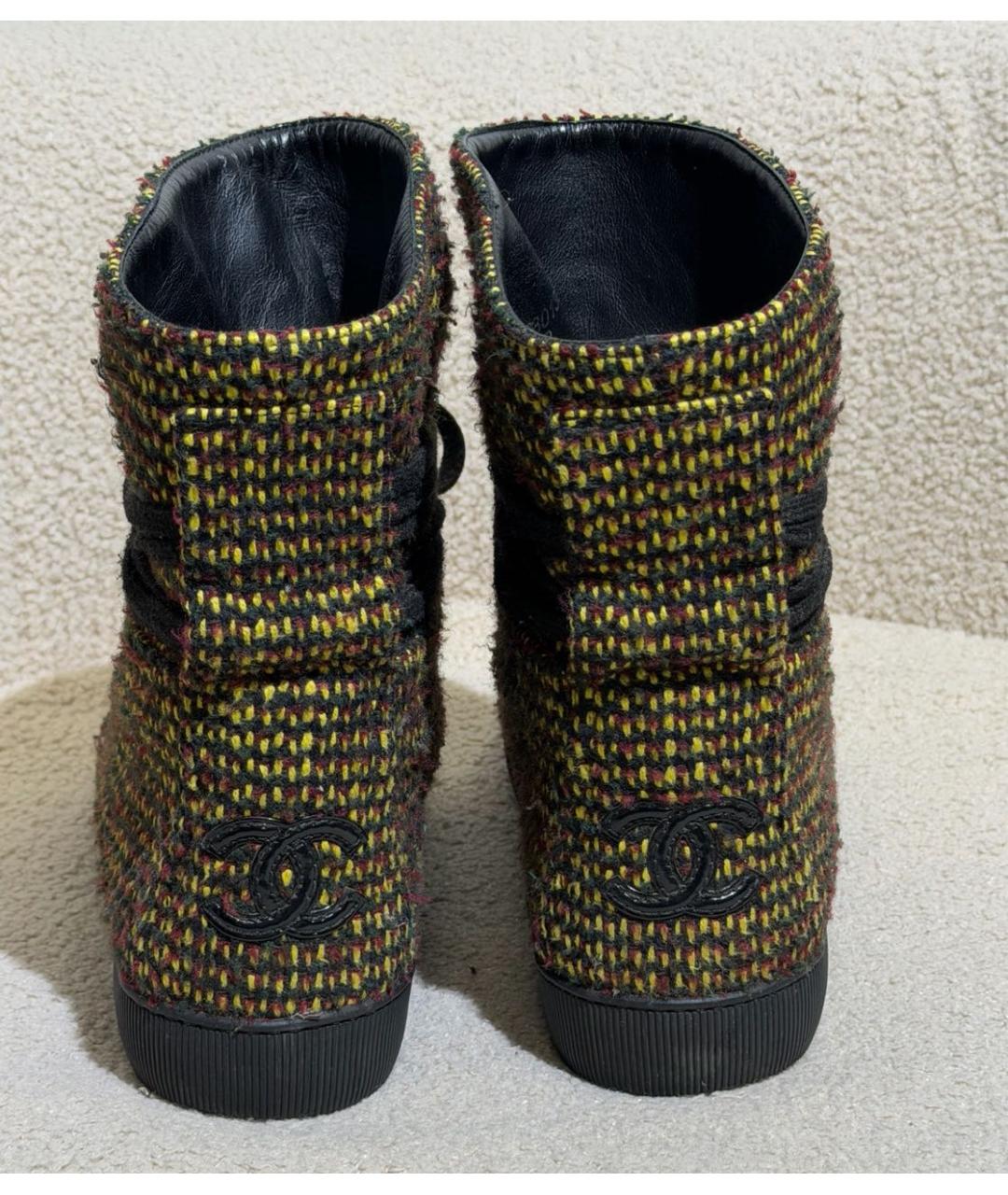 CHANEL Желтые текстильные ботинки, фото 5