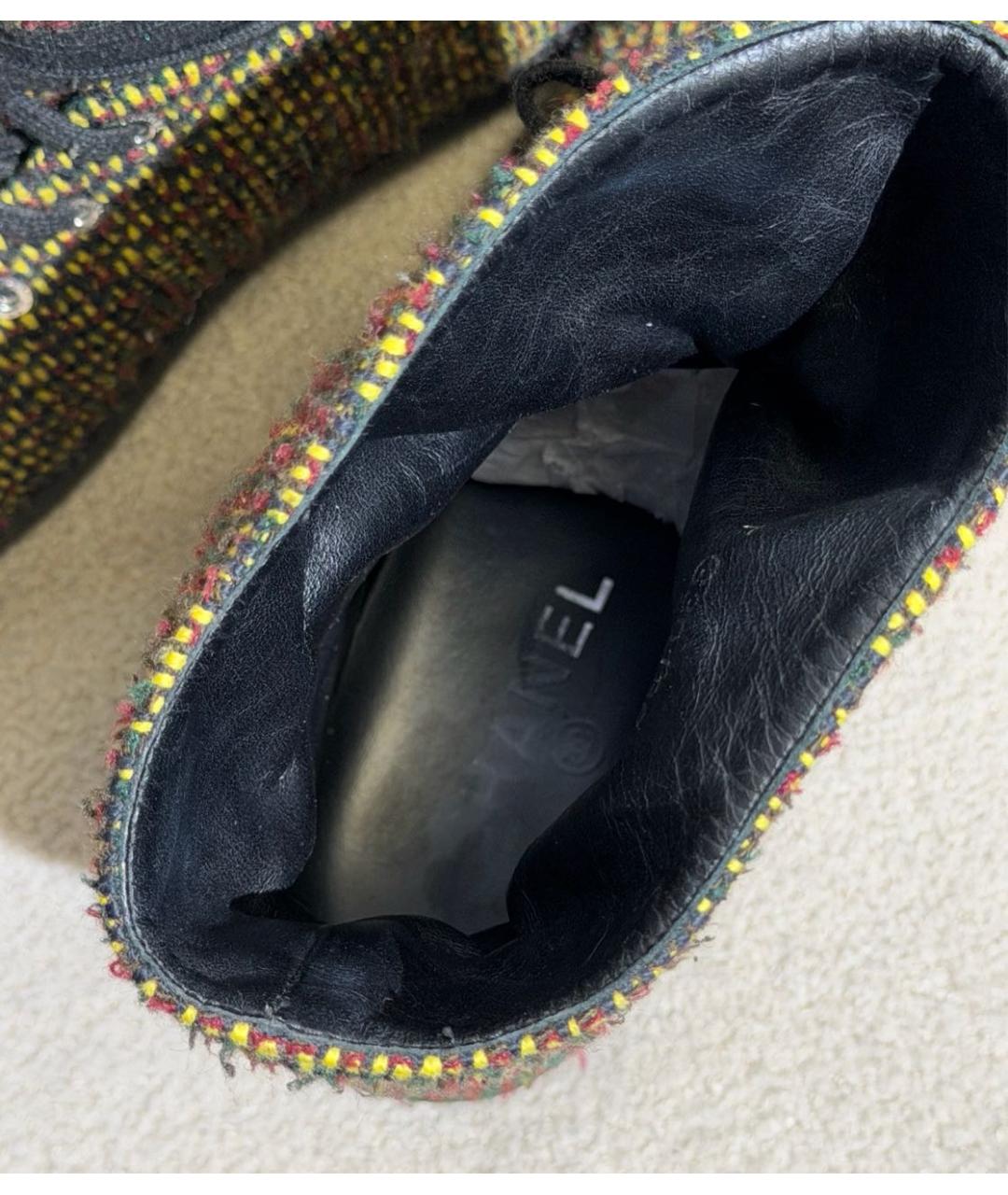 CHANEL Желтые текстильные ботинки, фото 4