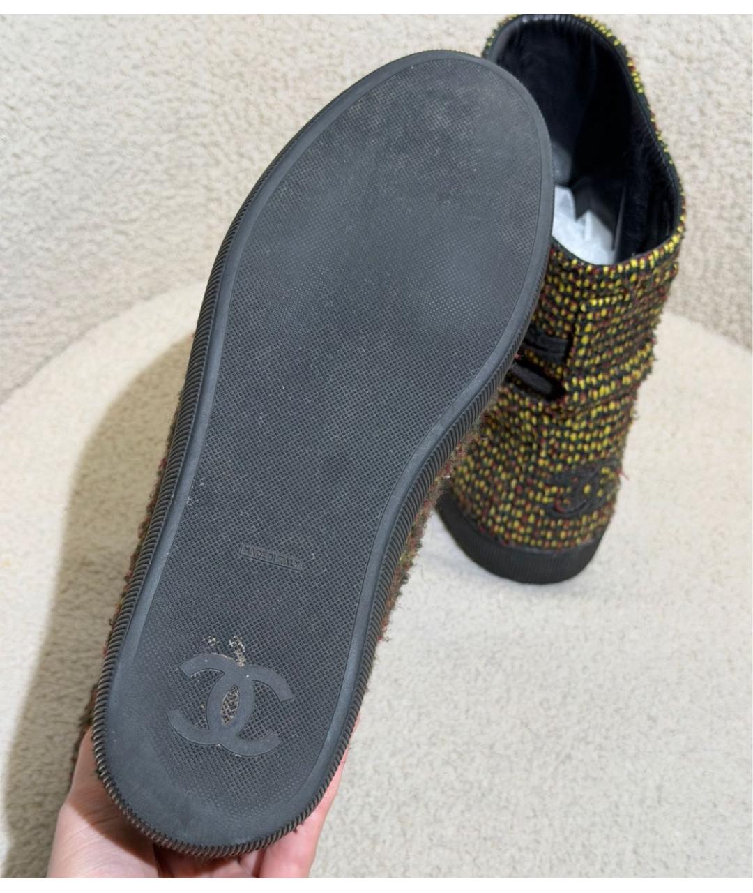 CHANEL Желтые текстильные ботинки, фото 8