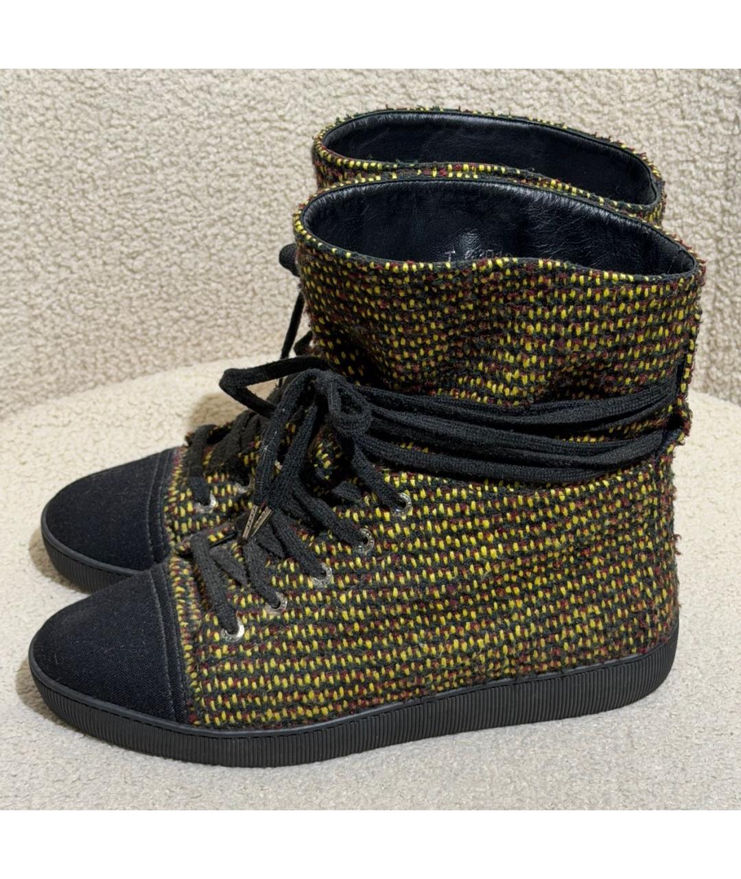 CHANEL Желтые текстильные ботинки, фото 9