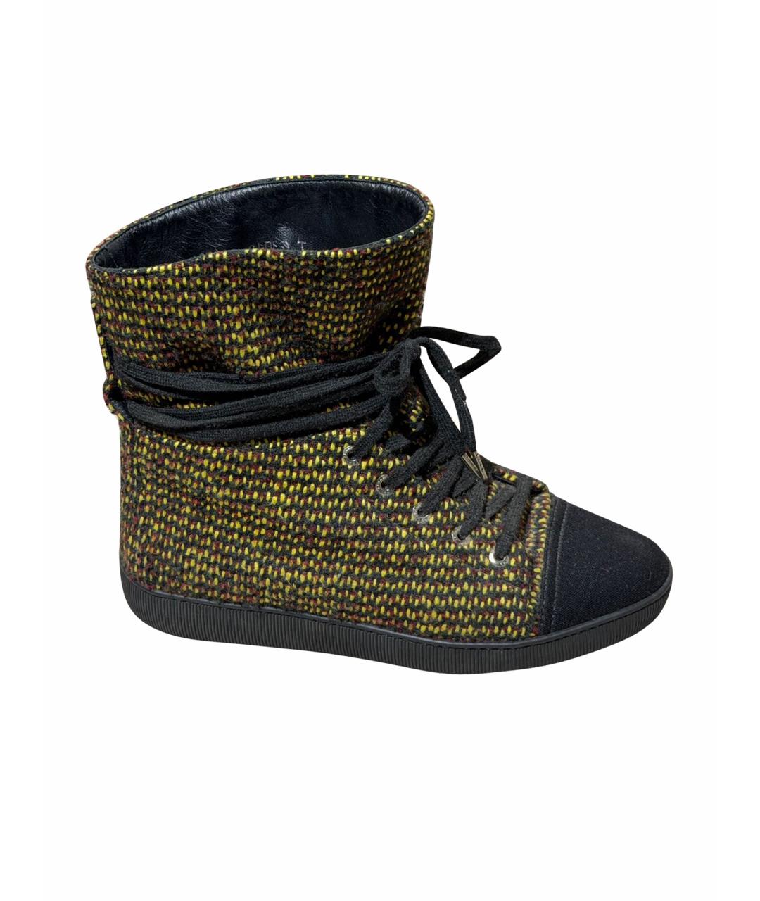 CHANEL Желтые текстильные ботинки, фото 1