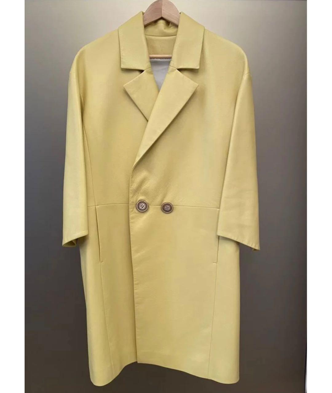 COLORICHIARI Желтый кожаный тренч/плащ, фото 7