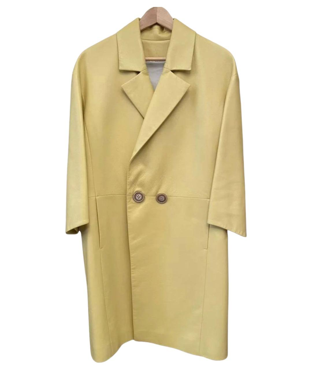 COLORICHIARI Желтый кожаный тренч/плащ, фото 1