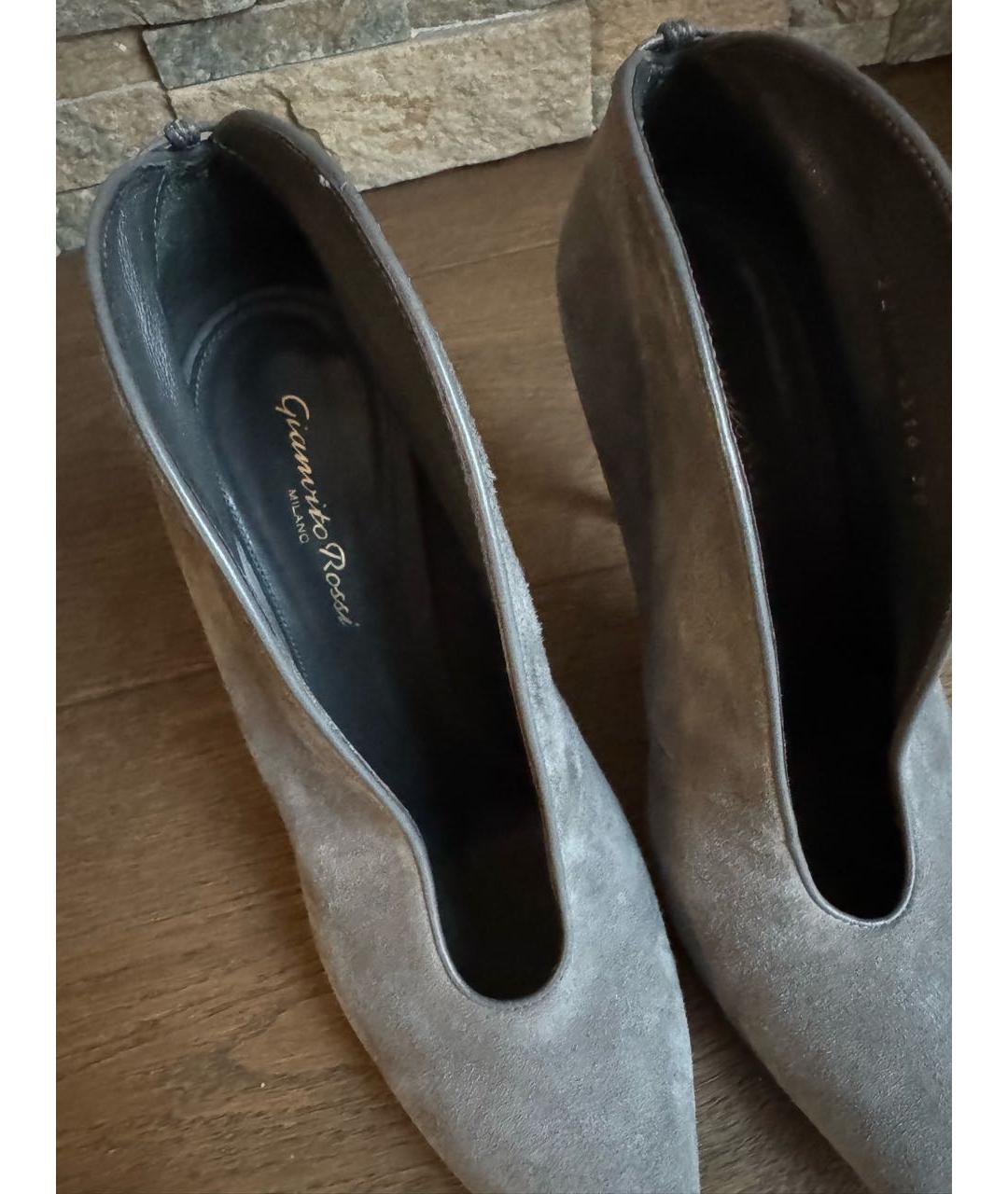 GIANVITO ROSSI Серые замшевые ботильоны, фото 5