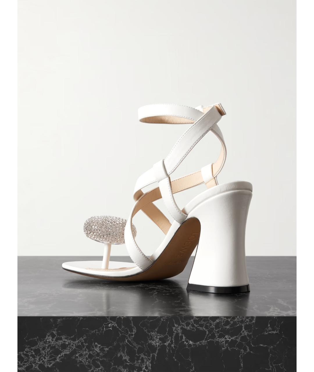 LOEWE Белые кожаные босоножки, фото 4