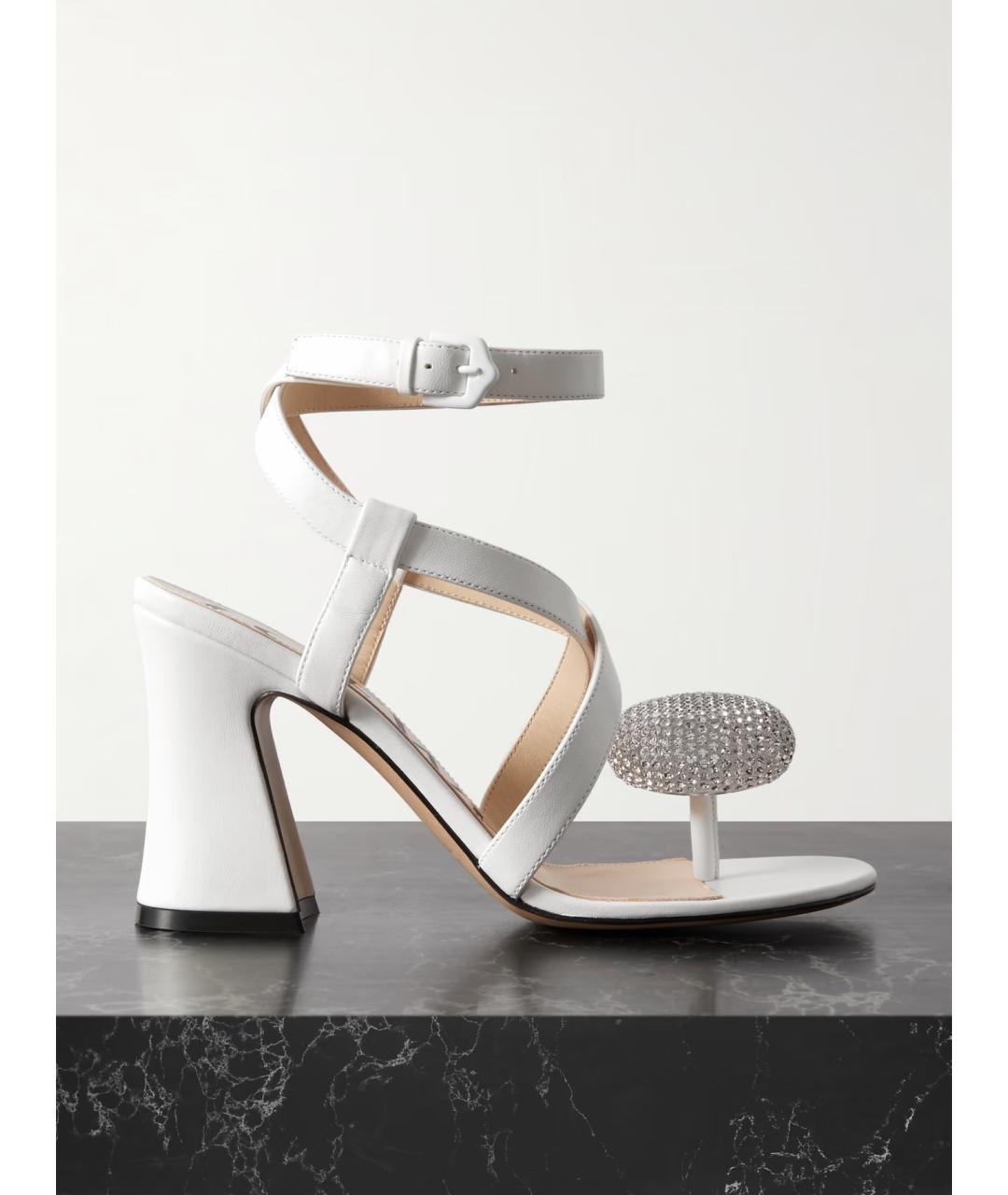 LOEWE Белые кожаные босоножки, фото 5