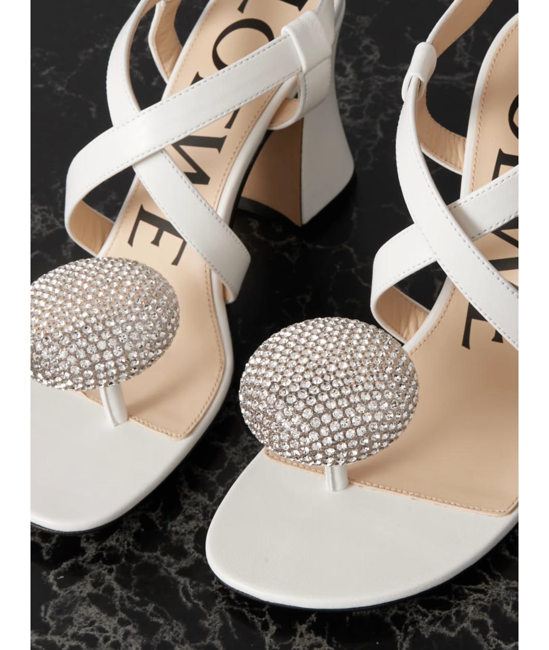 LOEWE Белые кожаные босоножки, фото 3