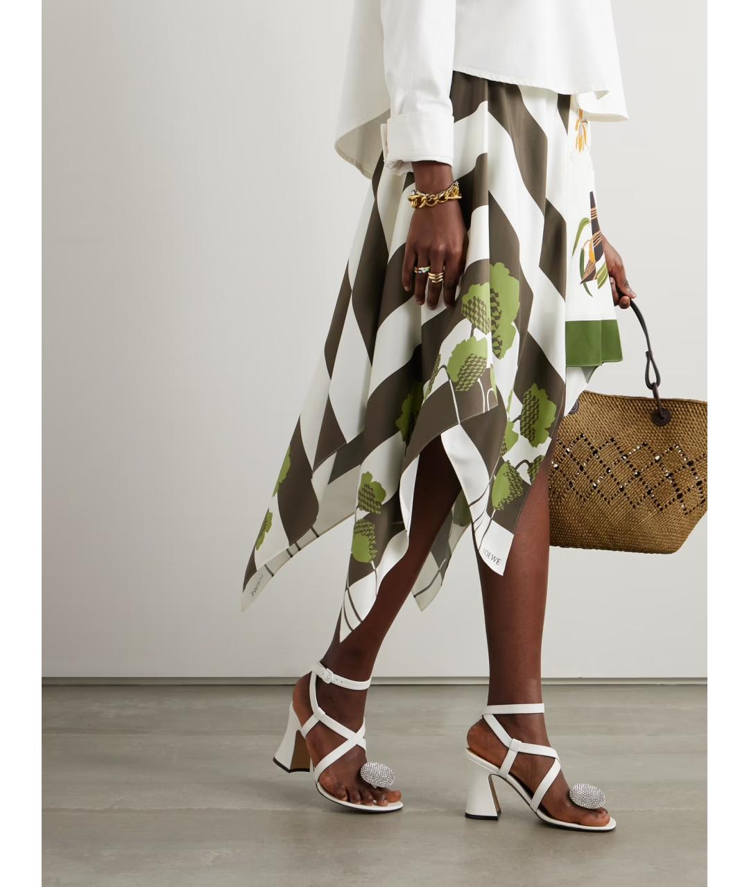 LOEWE Белые кожаные босоножки, фото 2