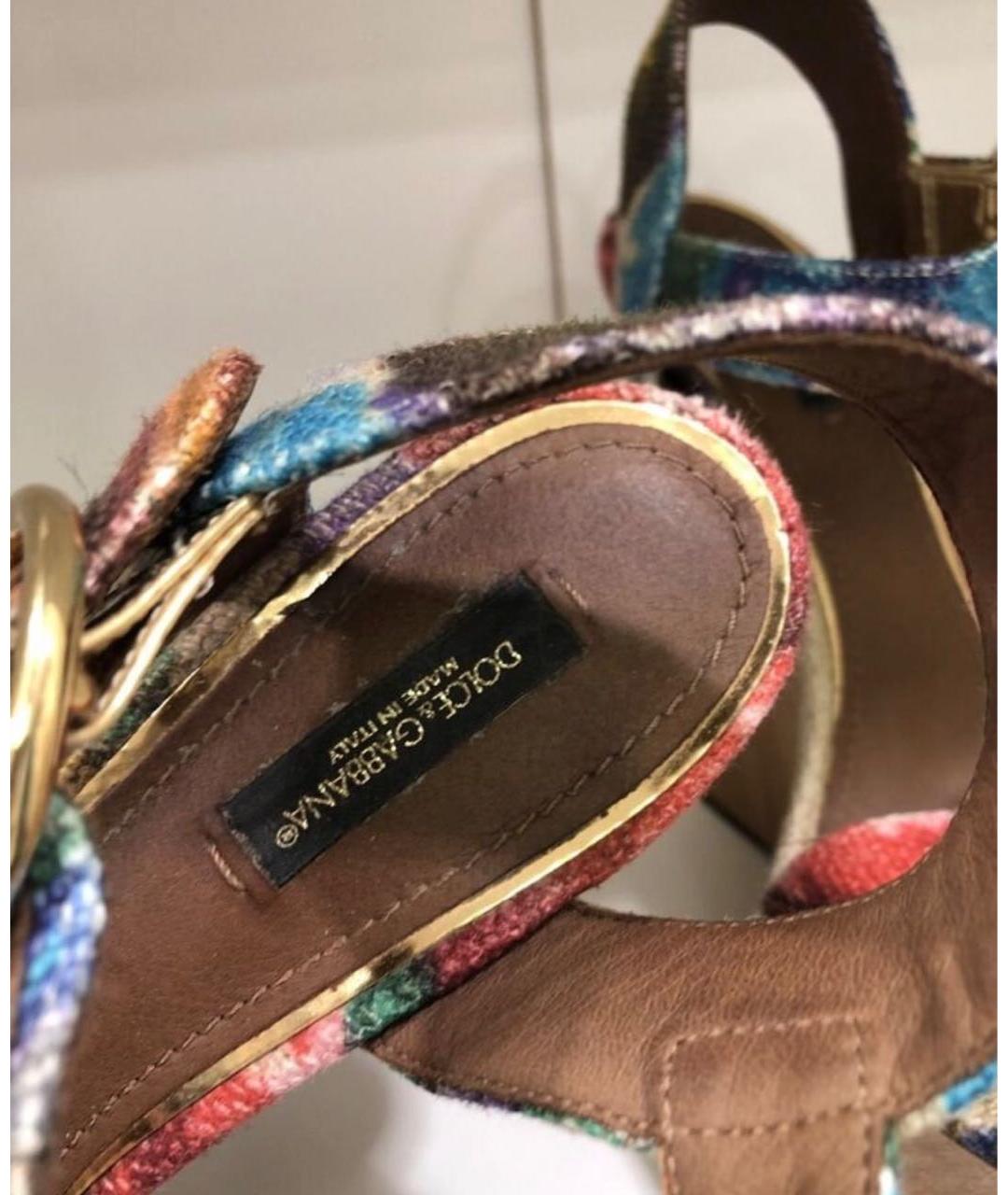 DOLCE&GABBANA Мульти текстильные босоножки, фото 3