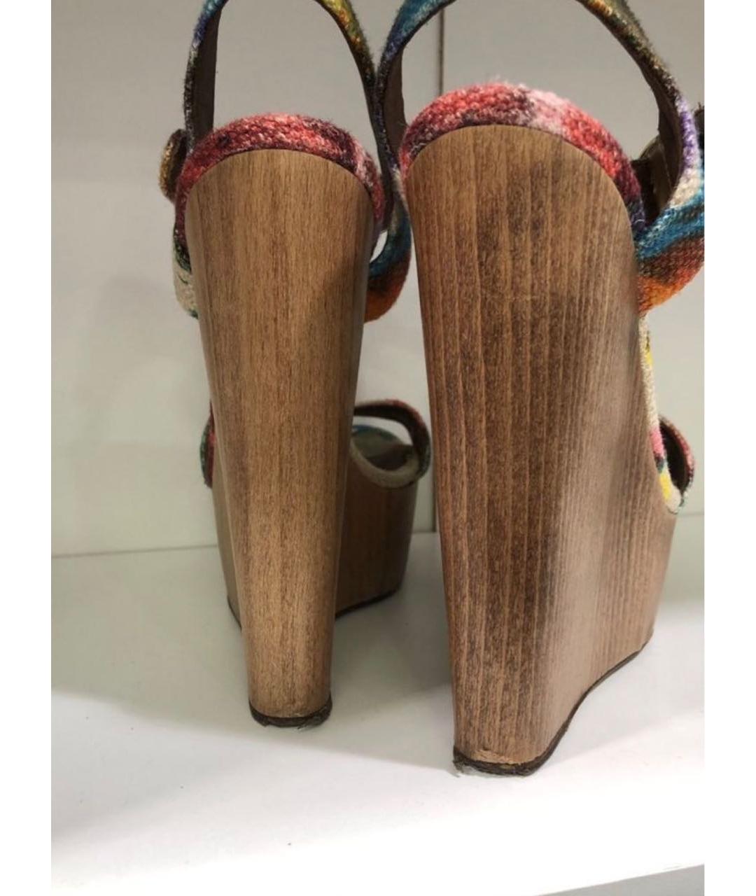 DOLCE&GABBANA Мульти текстильные босоножки, фото 4