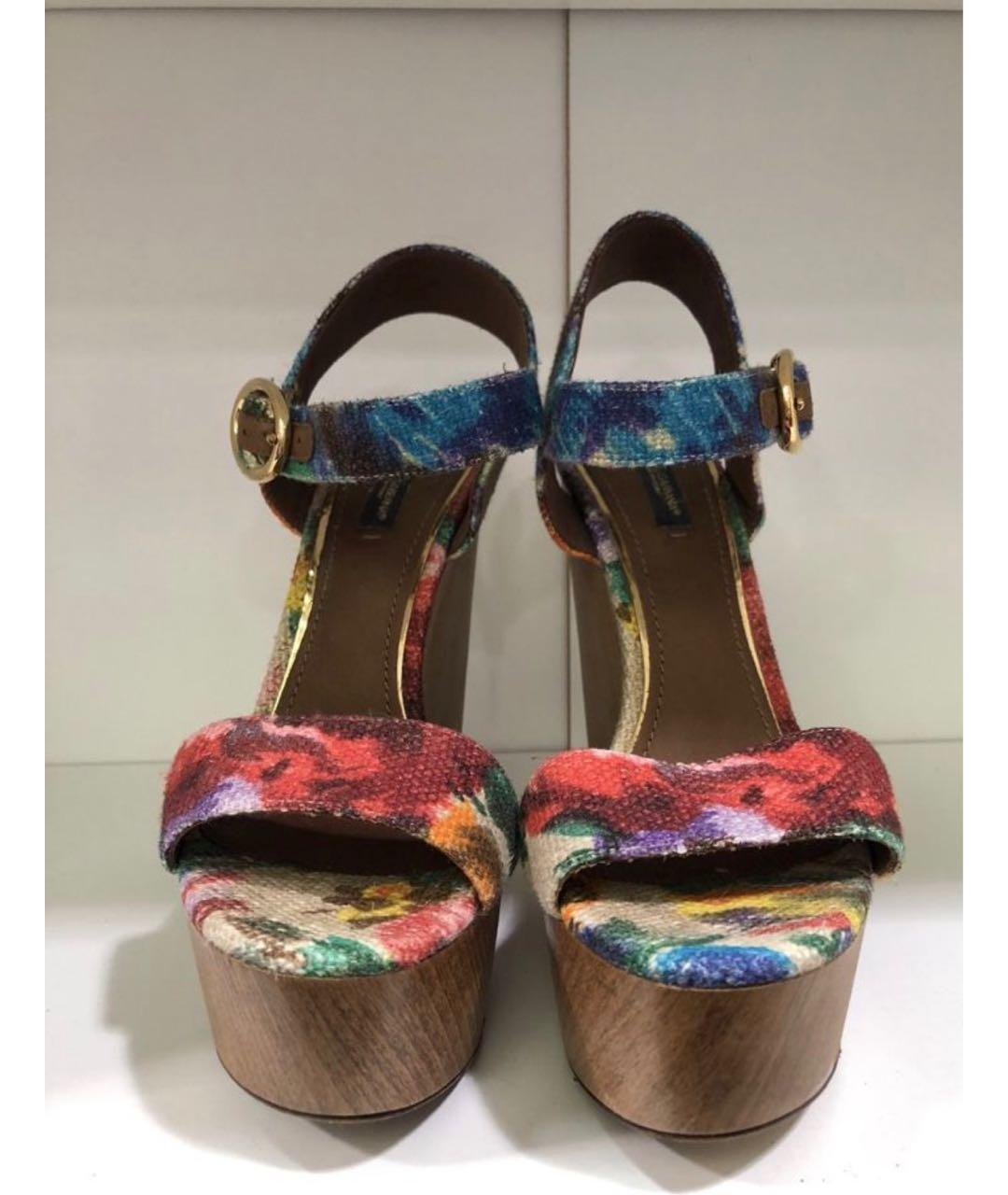 DOLCE&GABBANA Мульти текстильные босоножки, фото 2