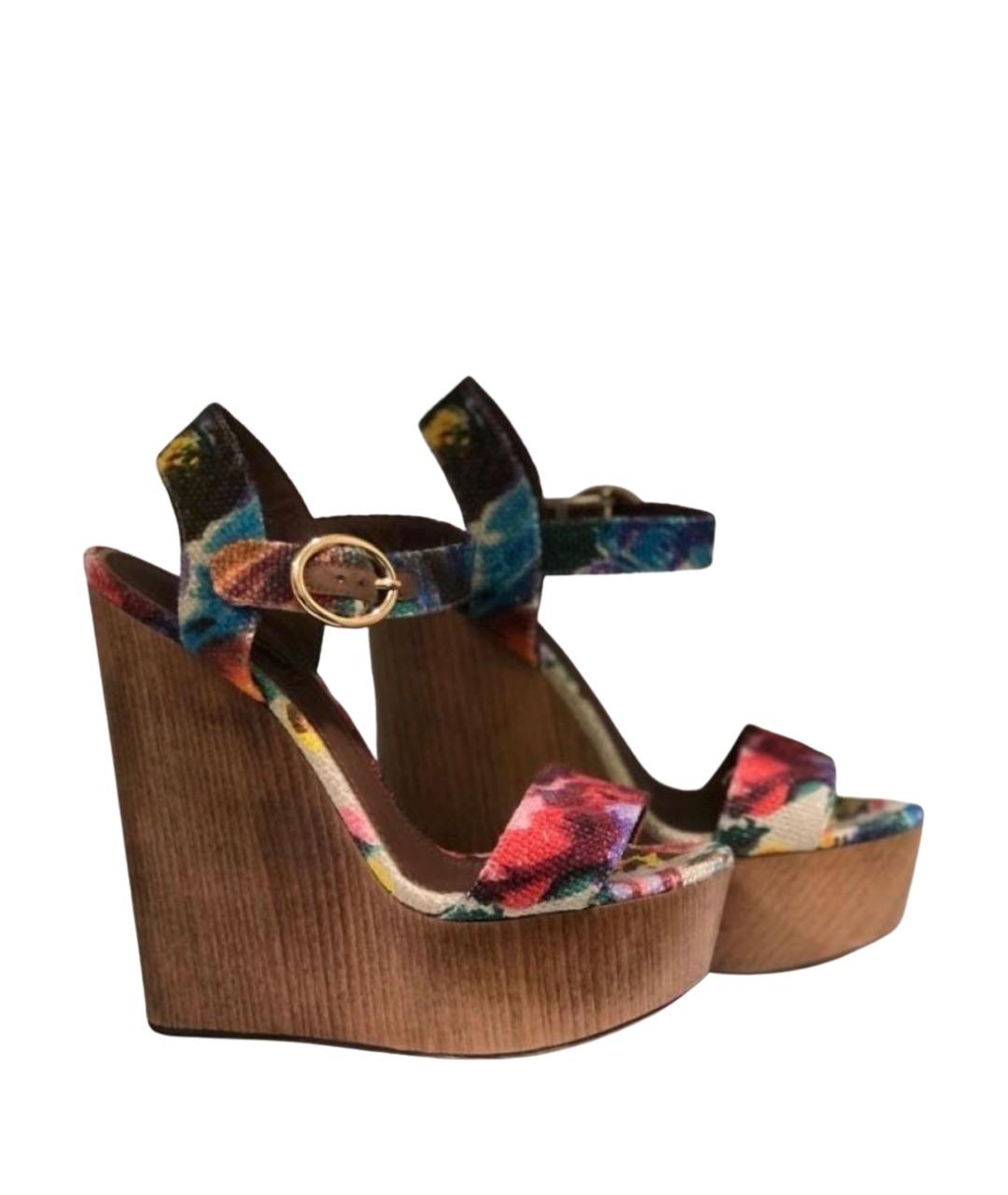 DOLCE&GABBANA Мульти текстильные босоножки, фото 1