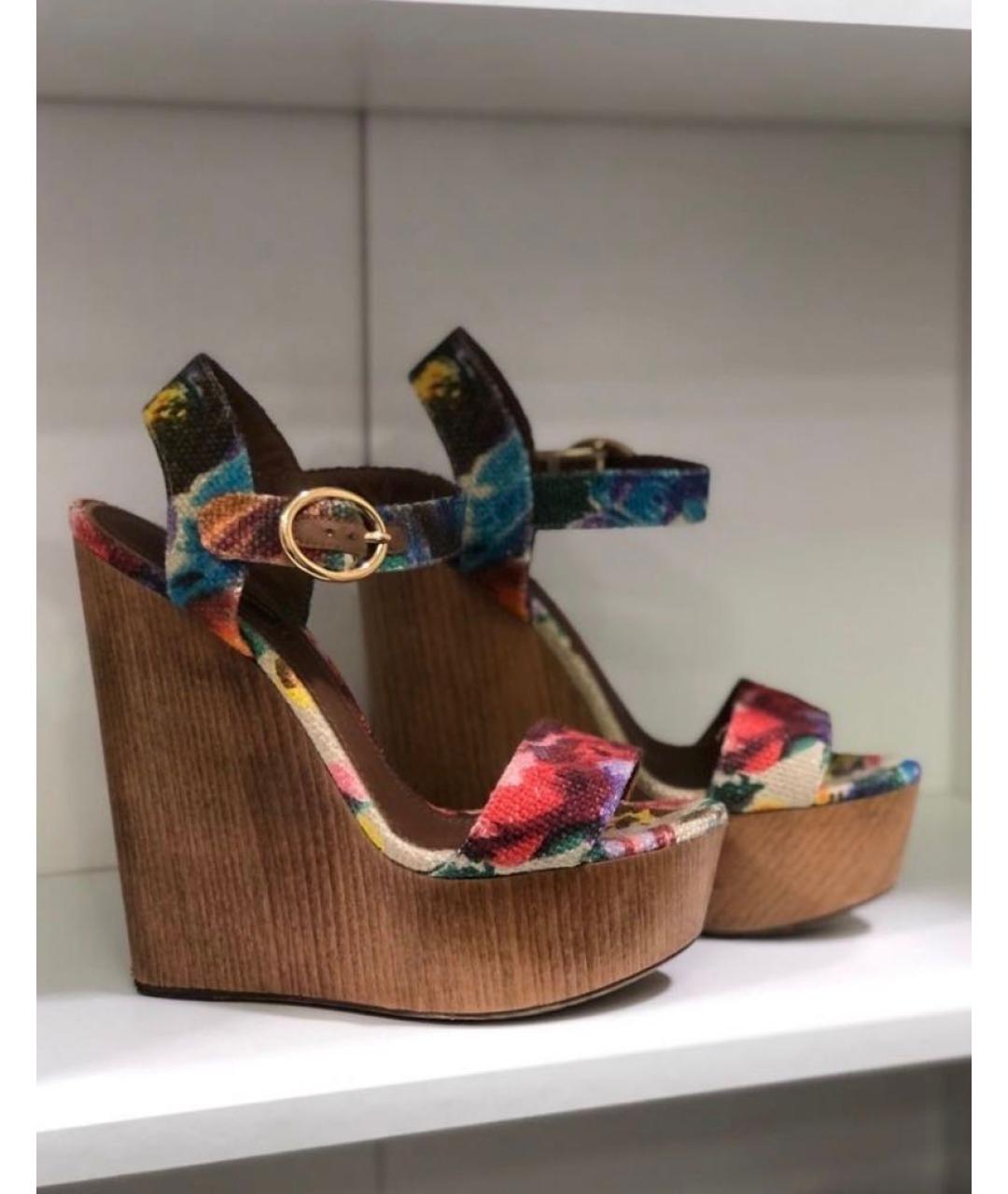 DOLCE&GABBANA Мульти текстильные босоножки, фото 7