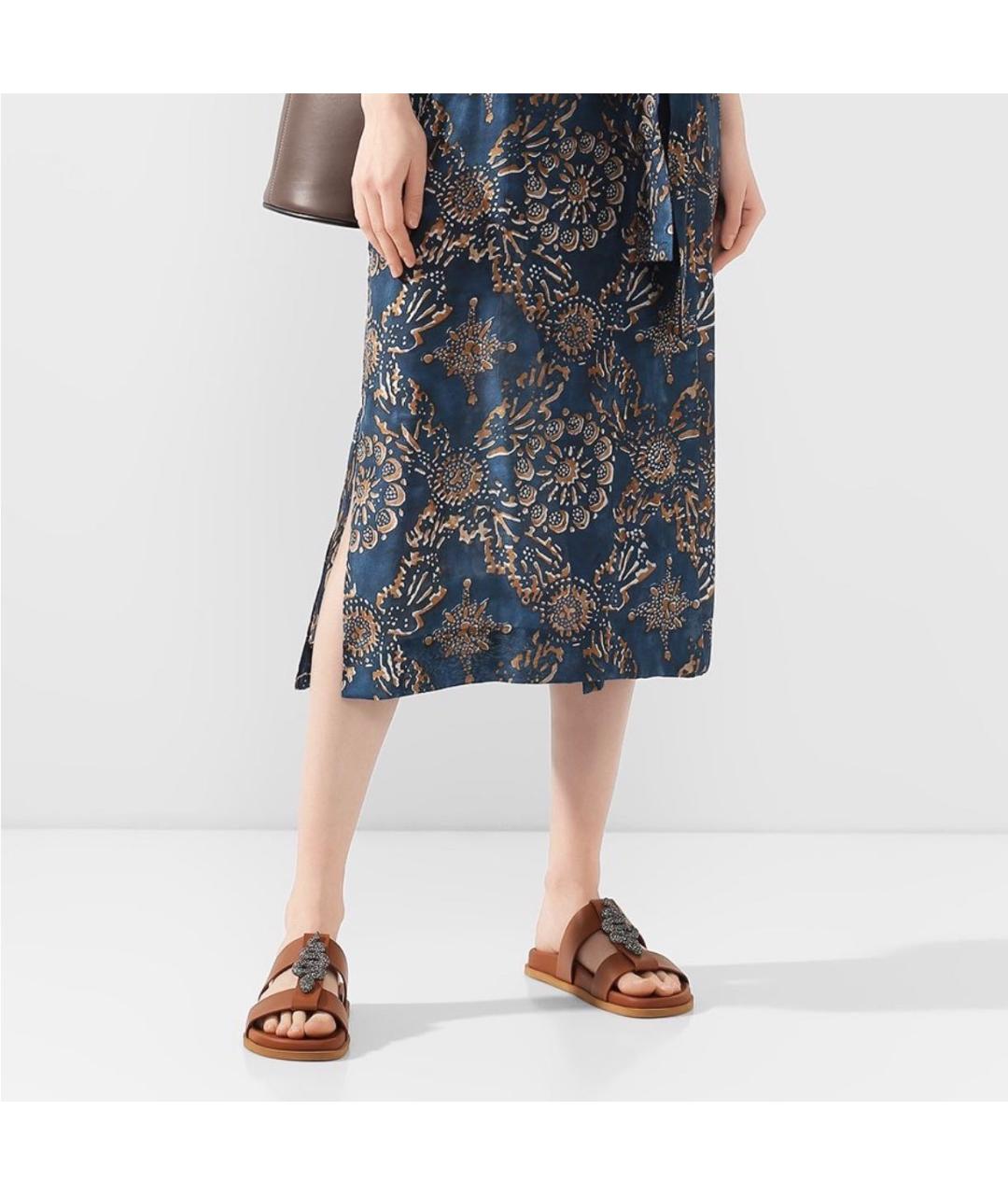 VALENTINO Коричневые кожаные шлепанцы, фото 5