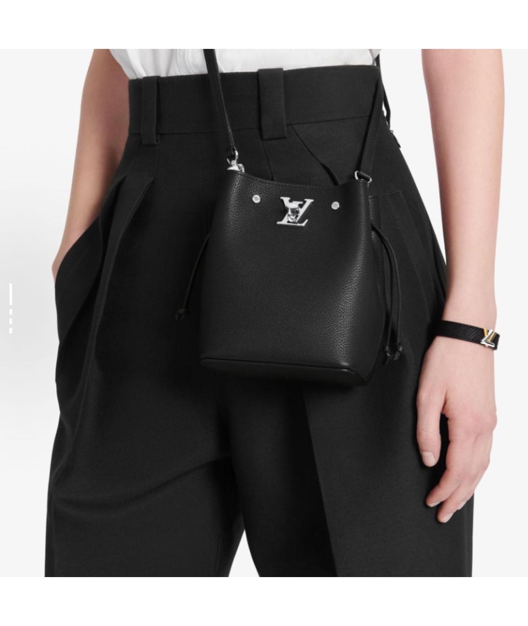LOUIS VUITTON Черная кожаная сумка через плечо, фото 6