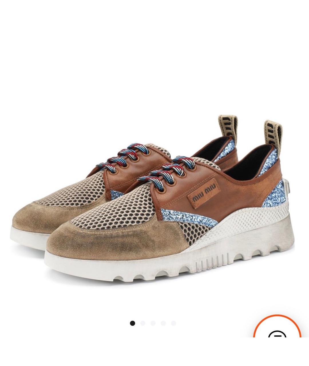 MIU MIU Коричневые замшевые кроссовки, фото 9