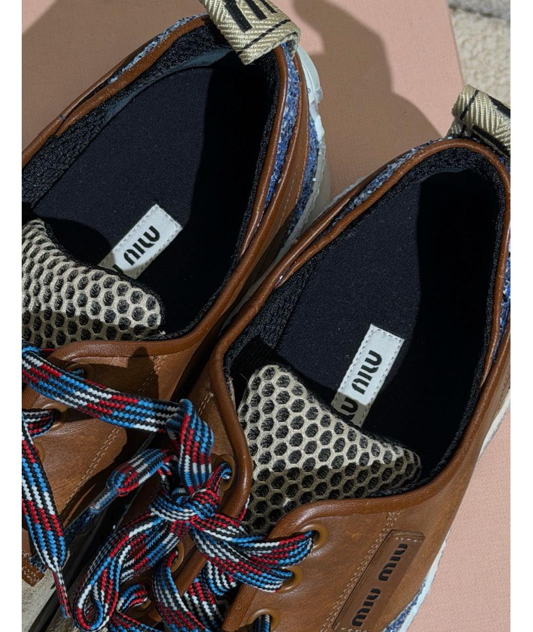 MIU MIU Коричневые замшевые кроссовки, фото 3