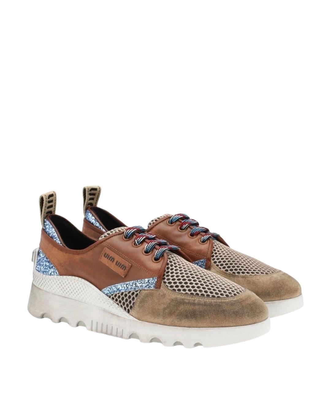 MIU MIU Коричневые замшевые кроссовки, фото 10