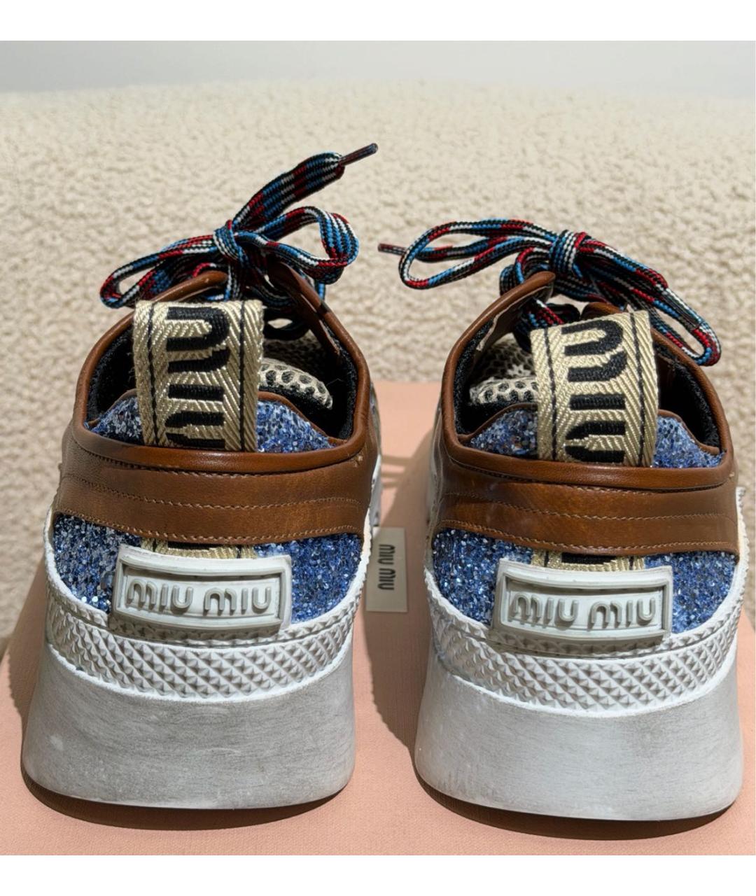 MIU MIU Коричневые замшевые кроссовки, фото 4