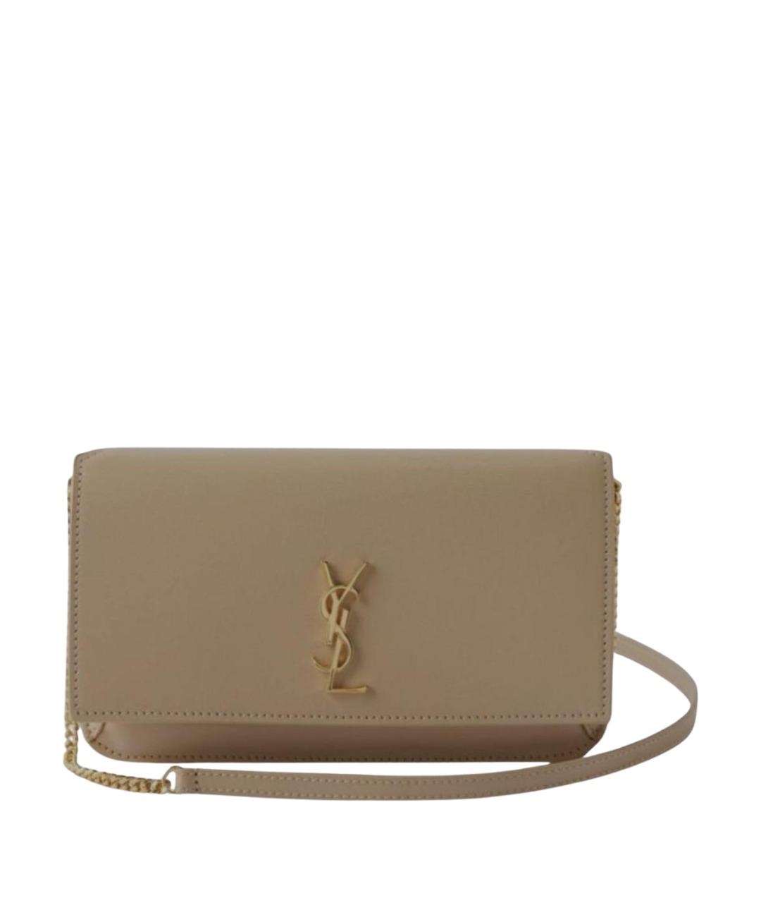 SAINT LAURENT Бежевая кожаная сумка через плечо, фото 1