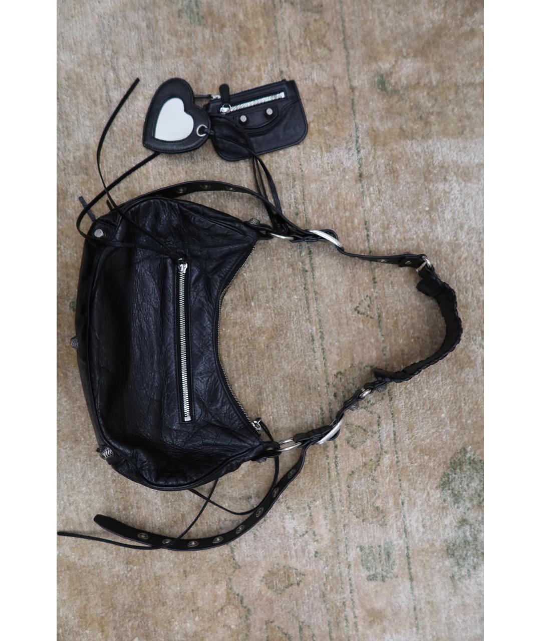BALENCIAGA Черная кожаная сумка через плечо, фото 4