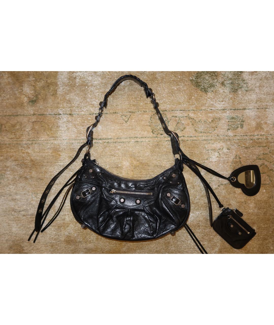 BALENCIAGA Черная кожаная сумка через плечо, фото 9