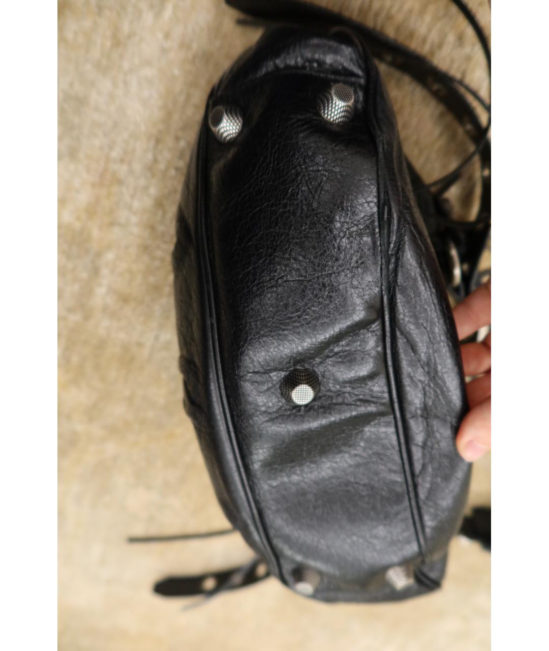 BALENCIAGA Черная кожаная сумка через плечо, фото 8