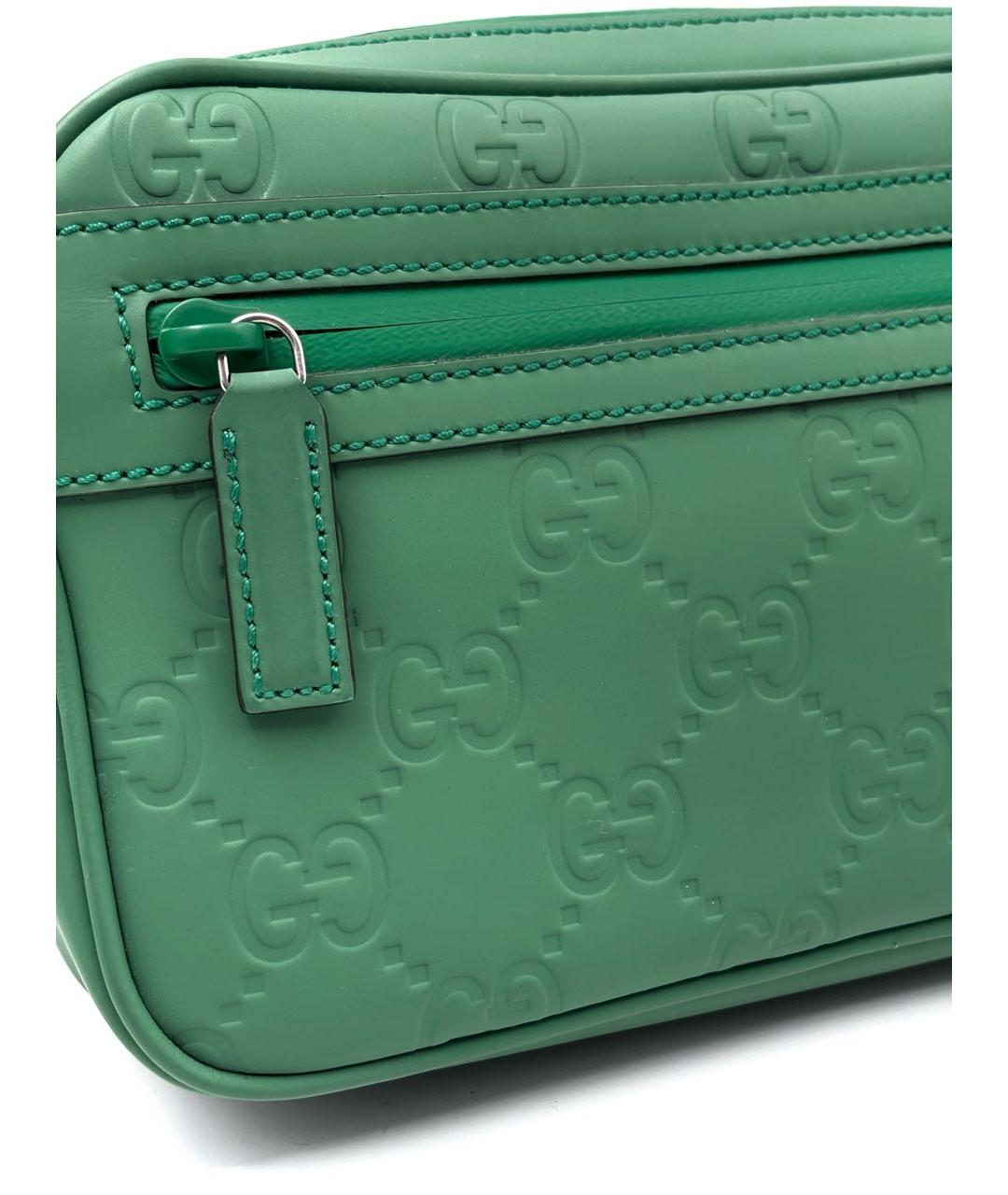 GUCCI Зеленая кожаная поясная сумка, фото 3