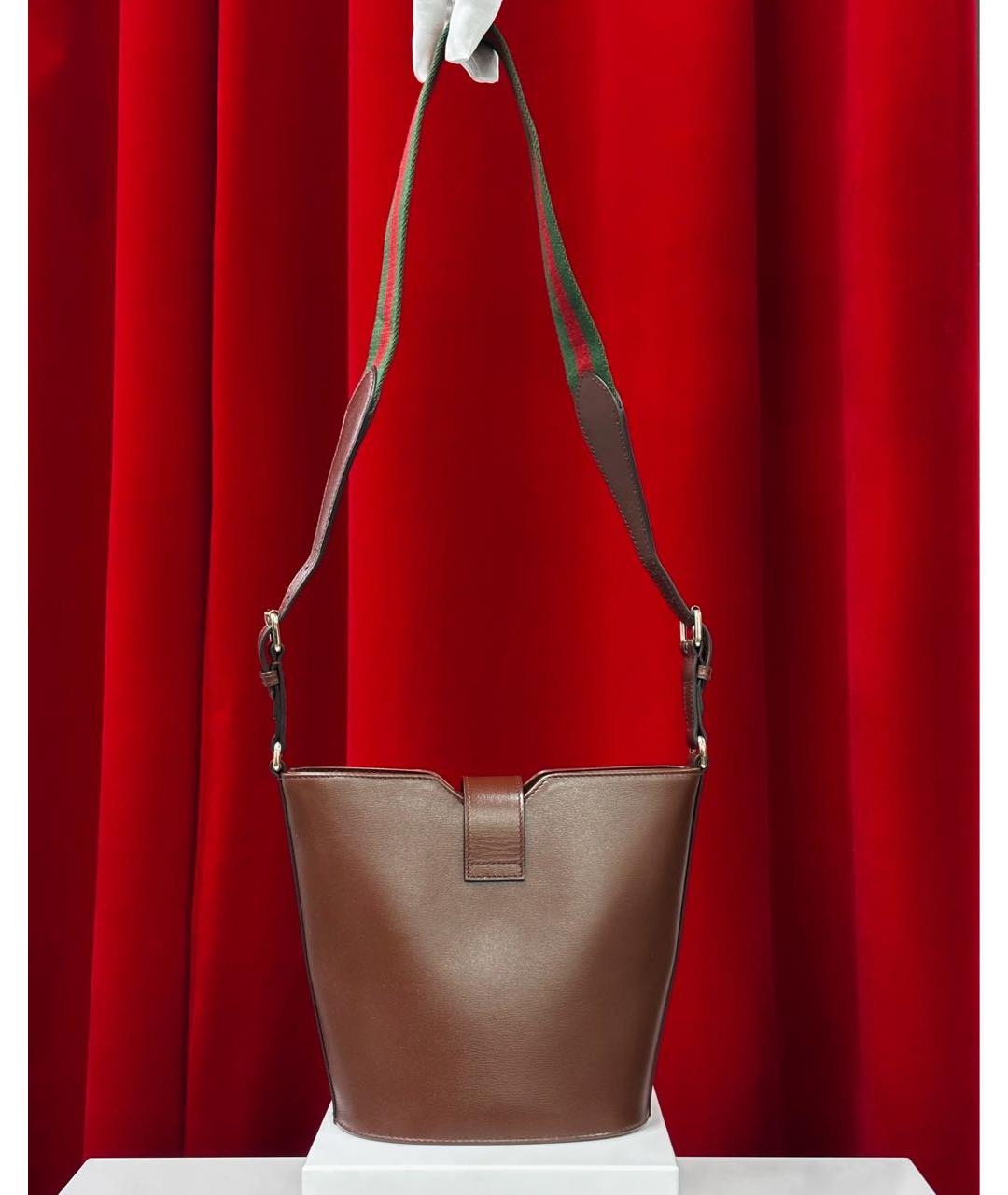 GUCCI Коричневая кожаная сумка тоут, фото 3