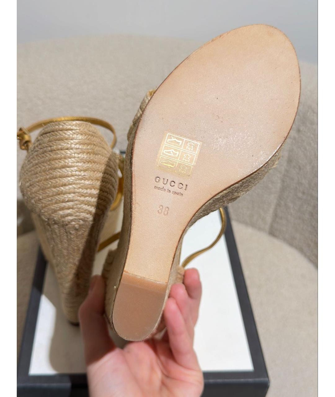 GUCCI Бежевые босоножки, фото 7