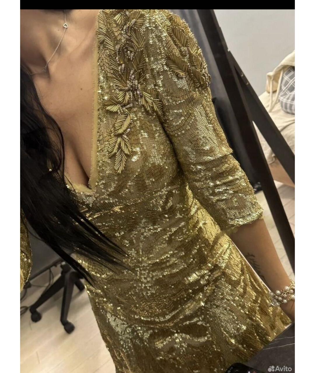 EMILIO PUCCI Золотое шелковое коктейльное платье, фото 4