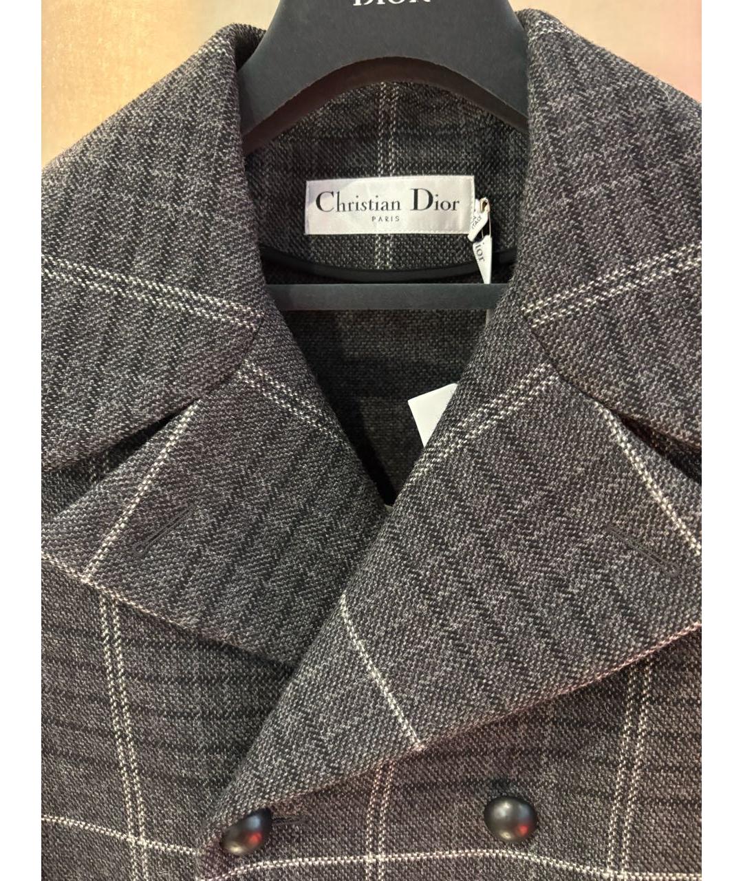 CHRISTIAN DIOR Серое шерстяное пальто, фото 4