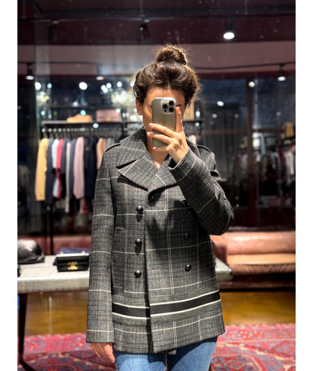 CHRISTIAN DIOR Серое шерстяное пальто, фото 8