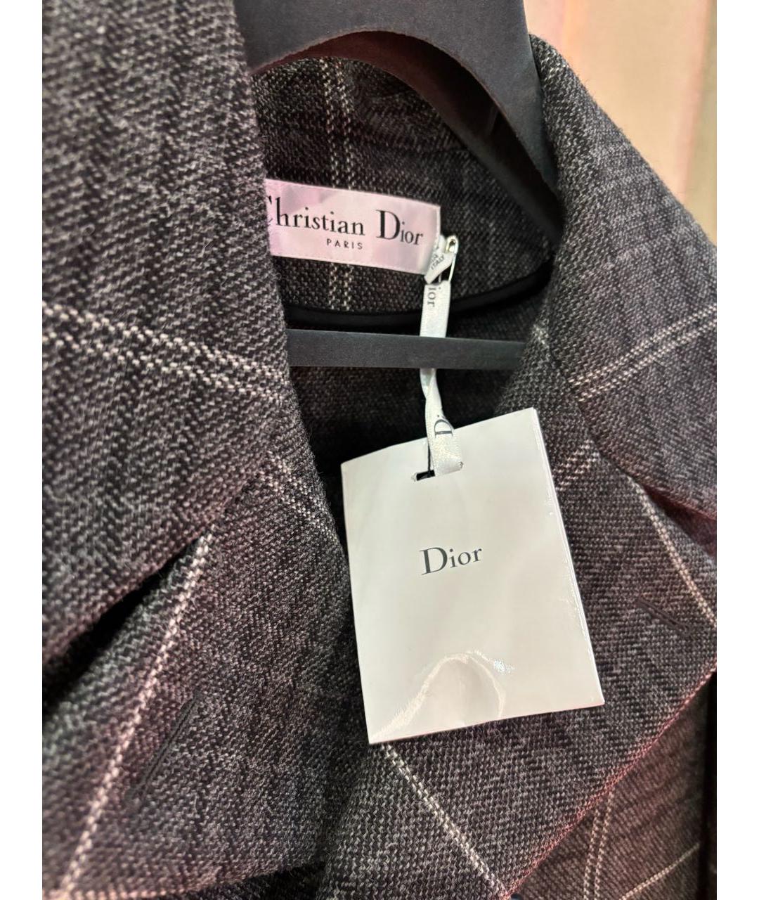 CHRISTIAN DIOR Серое шерстяное пальто, фото 3