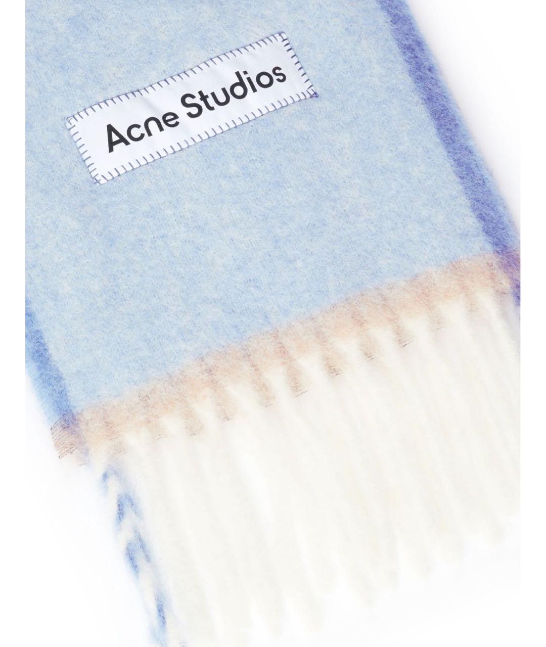 ACNE STUDIOS Голубой шерстяной шарф, фото 2