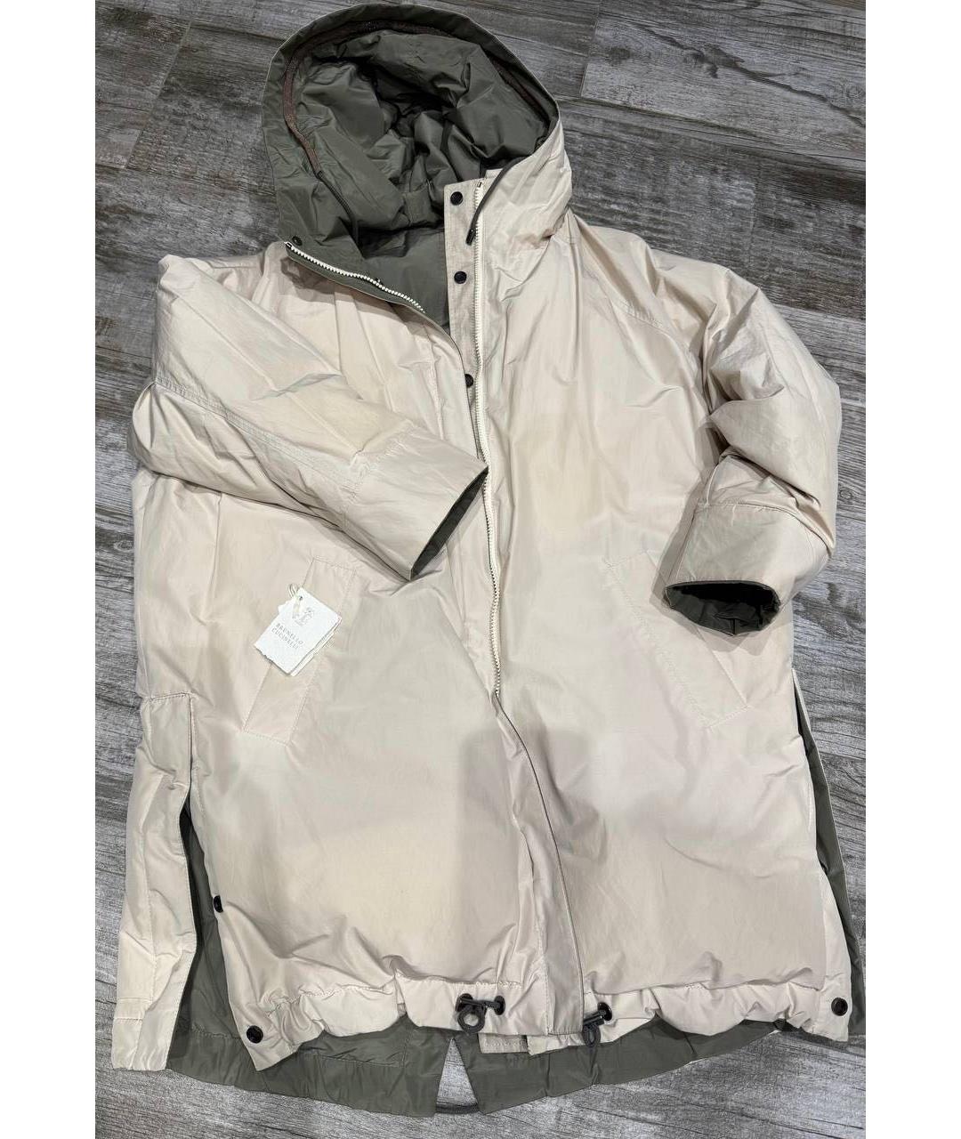 BRUNELLO CUCINELLI Бежевый полиэстеровый пуховик, фото 5