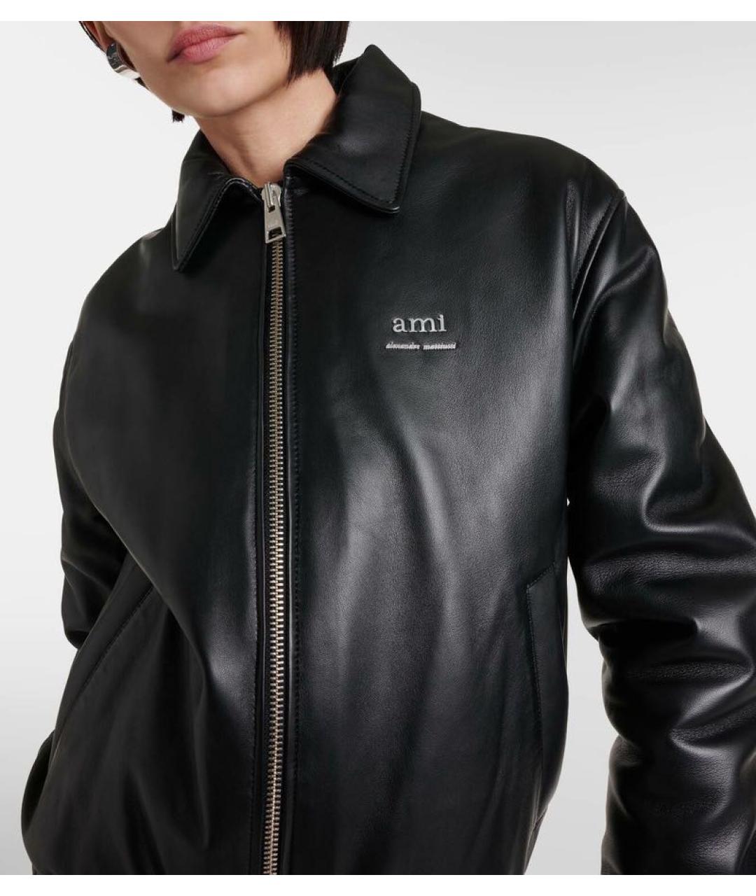 Ami Paris Черная кожаная куртка, фото 2