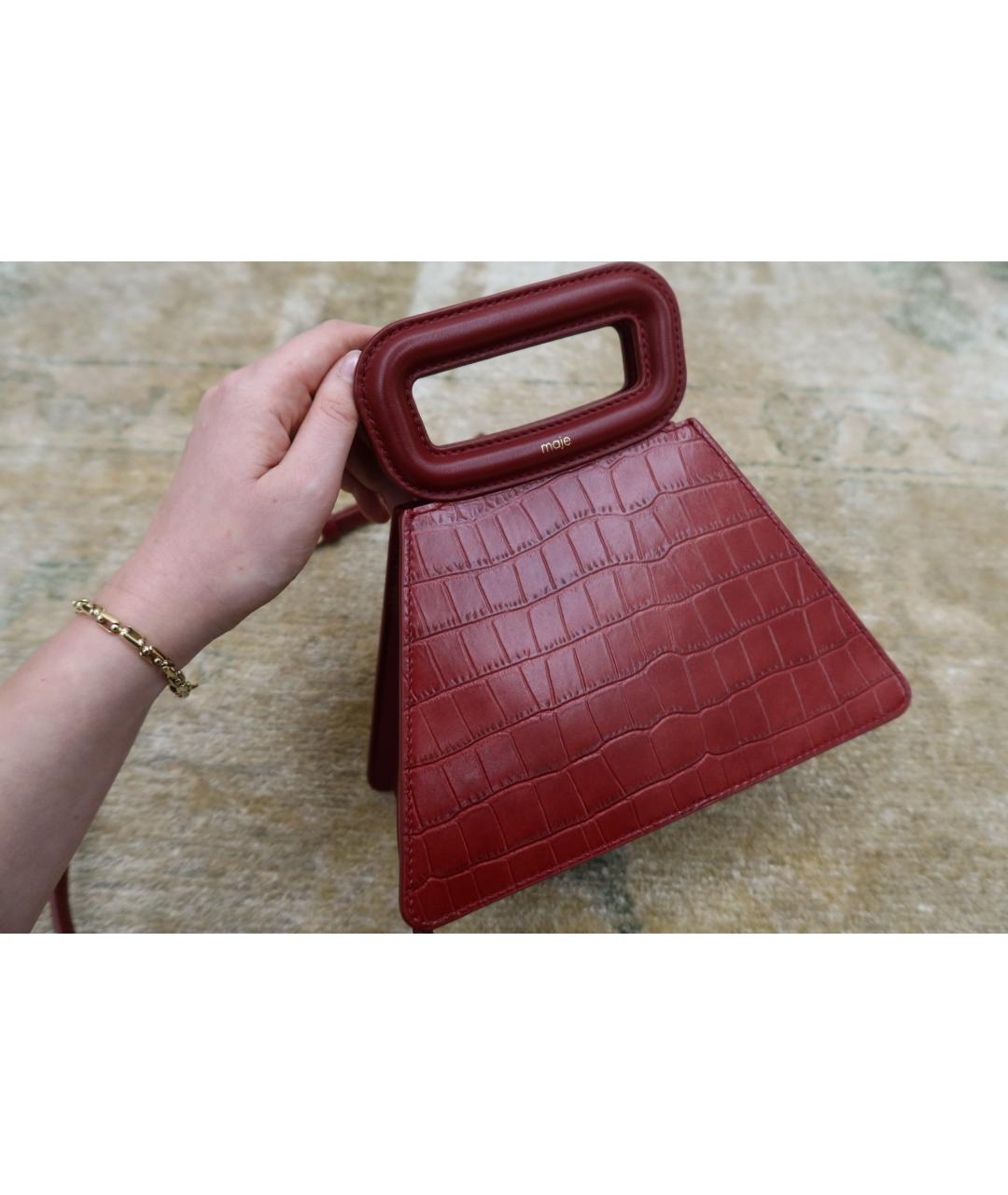 MAJE Красная кожаная сумка через плечо, фото 7