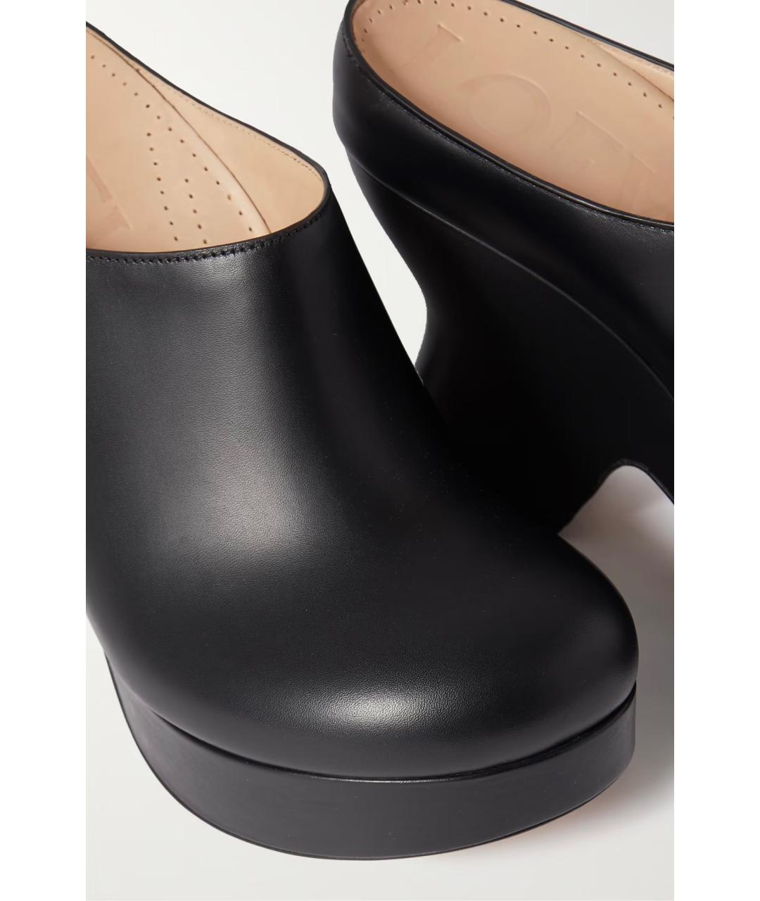 LOEWE Черные кожаные сабо, фото 4